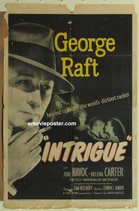 c547 INTRIGUE one-sheet movie poster '47 George Raft, film noir!