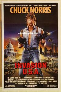 c548 INVASION USA one-sheet movie poster '85 Chuck Norris, S. Watts art!