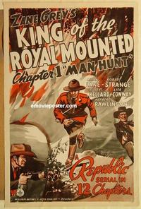 c565 KING OF THE ROYAL MOUNTED Chap 1 one-sheet movie poster '40 serial