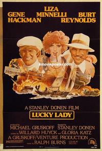 c589 LUCKY LADY one-sheet movie poster '75 Gene Hackman, Amsel art!