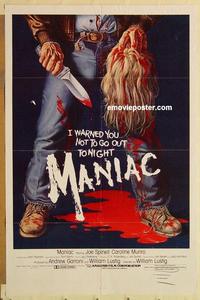 c601 MANIAC one-sheet movie poster '80 wild gory horror artwork!