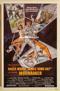 c618 MOONRAKER int'l style B one-sheet movie poster '79 Moore as James Bond!