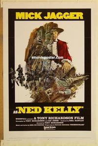 c638 NED KELLY int'l one-sheet movie poster '70 Mick Jagger, Tony Richardson