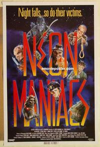c639 NEON MANIACS video one-sheet movie poster '85 Allan Hayes, Kriegler art!