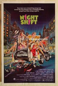 c651 NIGHTSHIFT one-sheet movie poster '82 Michael Keaton, Henry Winkler
