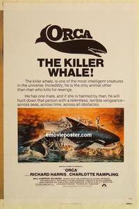 c656 ORCA one-sheet movie poster '77 The Killer Whale, Richard Harris