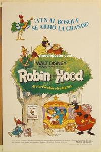 c704 ROBIN HOOD Spanish/US one-sheet movie poster '73 Walt Disney cartoon!