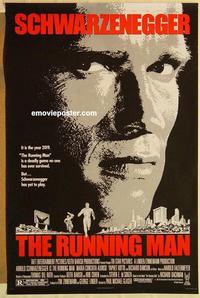 c712 RUNNING MAN one-sheet movie poster '87 Arnold Schwarzenegger