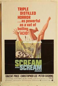 c720 SCREAM & SCREAM AGAIN one-sheet movie poster '70 Vincent Price, wild!