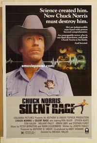 c735 SILENT RAGE one-sheet movie poster '82 Chuck Norris, Stephen Furst