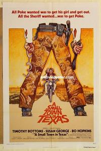 c744 SMALL TOWN IN TEXAS one-sheet movie poster '76 cool Drew Struzan art!