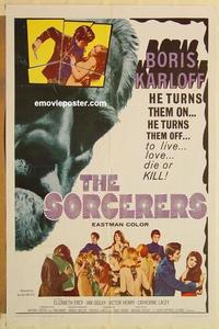 c747 SORCERERS one-sheet movie poster '67 Boris Karloff horror!