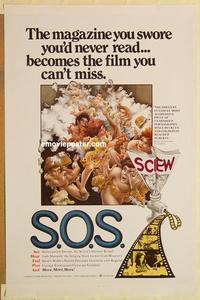 c715 S.O.S. one-sheet movie poster '75 sexploitation, Screw on Screen!