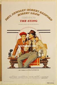 c764a STING one-sheet movie poster '74 Paul Newman, Robert Redford, Shaw