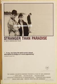 c764b STRANGER THAN PARADISE one-sheet movie poster '84 Jim Jarmusch