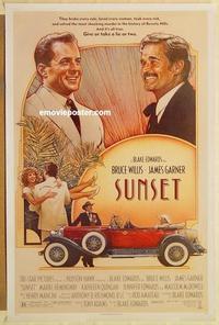 c766 SUNSET one-sheet movie poster '88 Bruce Willis, James Garner, Struzan