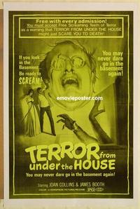 c779 TERROR FROM UNDER THE HOUSE one-sheet movie poster '71 Joan Collins