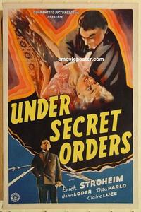 c799 UNDER SECRET ORDERS one-sheet movie poster '43 Erich von Stroheim