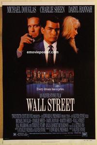 c811 WALL STREET one-sheet movie poster '87 Michael Douglas, Sheen