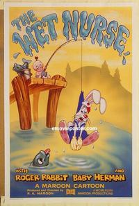 c817 WET NURSE one-sheet movie poster '88 Roger Rabbit, Baby Herman!
