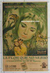 d240 GREEN MANSIONS linen Argentinean movie poster '59 A. Hepburn
