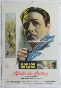 d254 ON THE WATERFRONT linen Argentinean movie poster '54 Brando