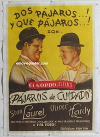 d255 PARDON US linen Argentinean movie poster '31 Laurel & Hardy