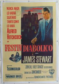 d257 ROPE linen Argentinean movie poster '48 Stewart, Hitchcock