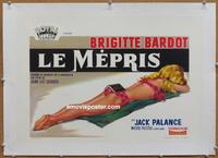 d159 CONTEMPT linen Belgian movie poster '63 Godard, Brigitte Bardot