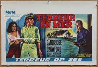 d160 DECKS RAN RED linen Belgian movie poster '58 Mason, Dandridge