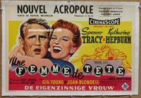 d161 DESK SET linen Belgian movie poster '57 Spencer Tracy, Hepburn