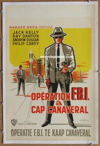 d162 FBI CODE 98 linen Belgian movie poster '63 Jack Kelly, Danton