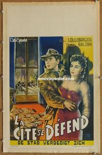 d164 FOUR WAYS OUT linen Belgian movie poster '51 Gina Lollobrigida