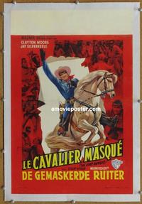 d172 LONE RANGER linen Belgian movie poster '56 Clayton Moore