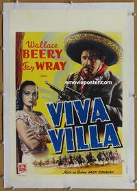 d185 VIVA VILLA linen Belgian movie poster R50s Beery, Carrillo, Wray