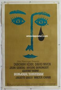d309 BONJOUR TRISTESSE linen one-sheet movie poster '58 Kerr, Saul Bass art!