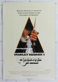 d323 CLOCKWORK ORANGE linen one-sheet movie poster '72 rare X-rating version!