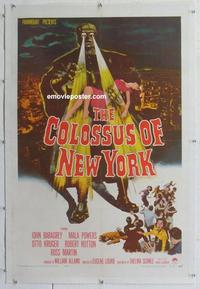 d325 COLOSSUS OF NEW YORK linen one-sheet movie poster '58 Mala Powers