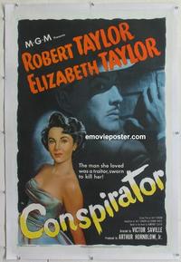 d328 CONSPIRATOR linen one-sheet movie poster '49 Robert & Elizabeth Taylor