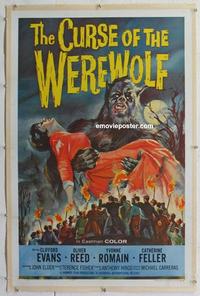 d331 CURSE OF THE WEREWOLF linen one-sheet movie poster '61 Oliver Reed