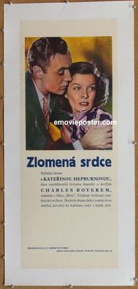 d048 BREAK OF HEARTS linen Czech movie poster '35 Katharine Hepburn