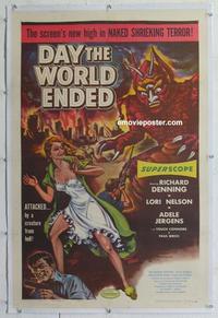 d336 DAY THE WORLD ENDED linen one-sheet movie poster '56 Roger Corman