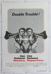 d338 DIRTY HARRY/MAGNUM FORCE linen one-sheet movie poster '75 Eastwood