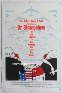 d339 DR STRANGELOVE linen one-sheet movie poster '64 Scott, Stanley Kubrick