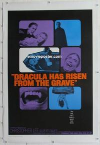 d340 DRACULA HAS RISEN FROM THE GRAVE linen int'l one-sheet movie poster '69