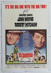 d342 EL DORADO linen one-sheet movie poster '66 John Wayne, Robert Mitchum