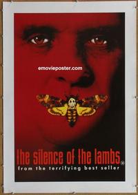 d023 SILENCE OF THE LAMBS linen British crown movie poster '90 Hopkins