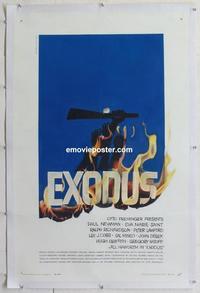 d344 EXODUS linen one-sheet movie poster '61 Newman, classic Saul Bass art!