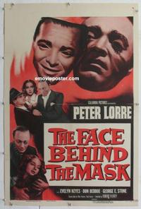 d345 FACE BEHIND THE MASK linen one-sheet movie poster R55 Peter Lorre
