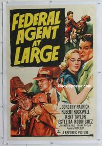 d348 FEDERAL AGENT AT LARGE linen one-sheet movie poster '50 Dorothy Patrick